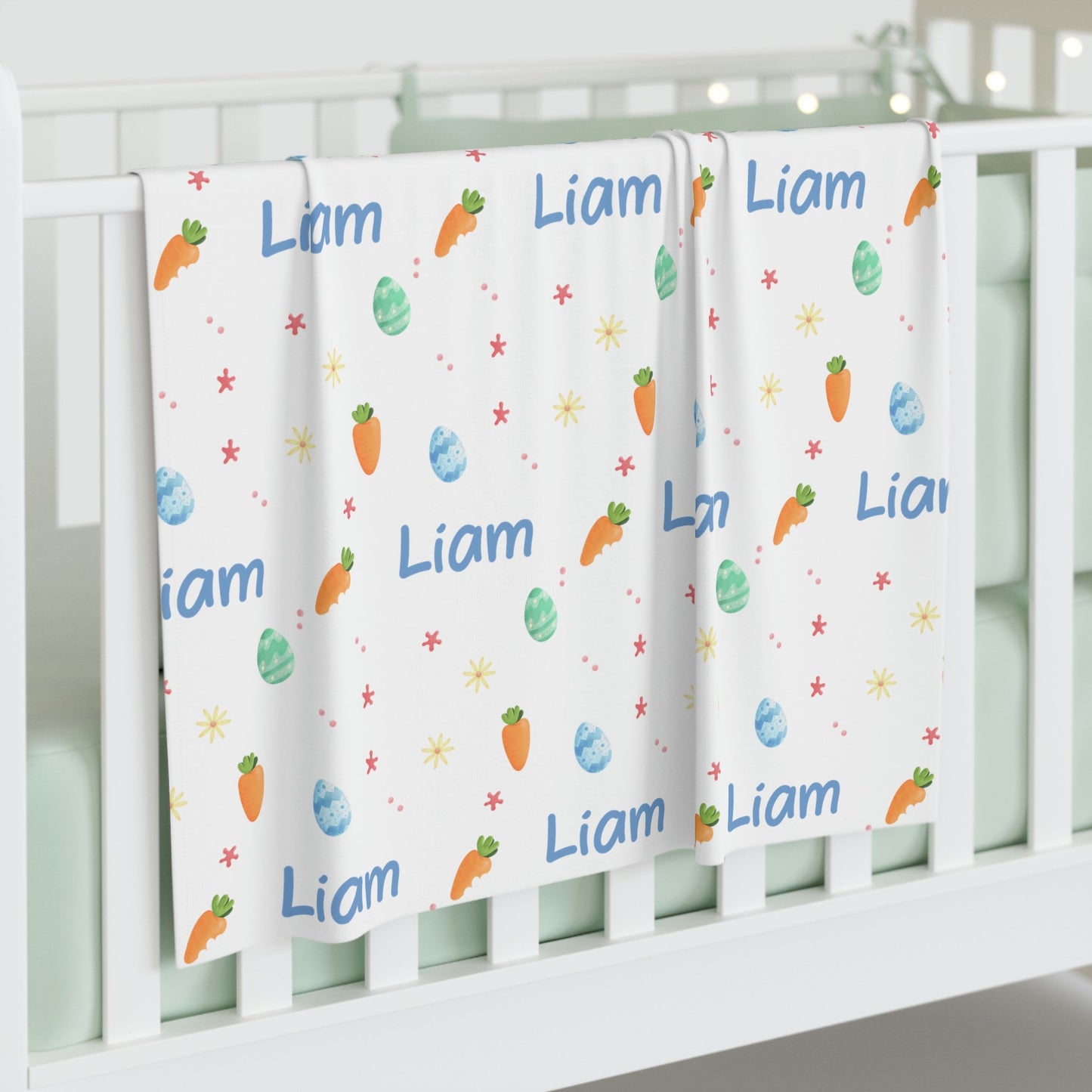 Easter Delight Personalized Baby Swaddle Blanket & Beanie BUNDLE