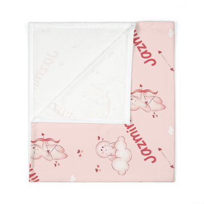 Cupid's Little Valentine Personalized Baby Swaddle Blanket & Beanie BUNDLE