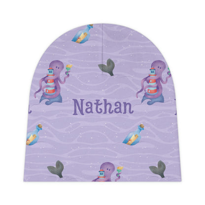 Purple Odyssey Personalized Baby Swaddle Blanket & Beanie BUNDLE