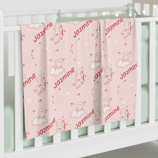 Cupid's Little Valentine Personalized Baby Swaddle Blanket