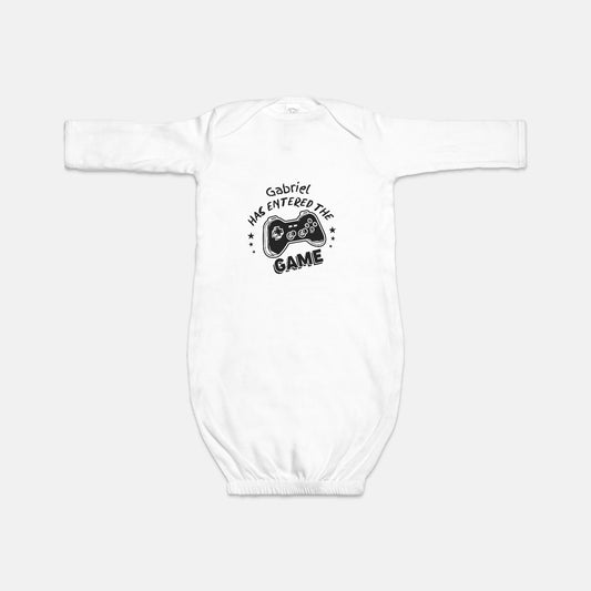 Has Entered The Game Personalized Infant Sleeper Gown