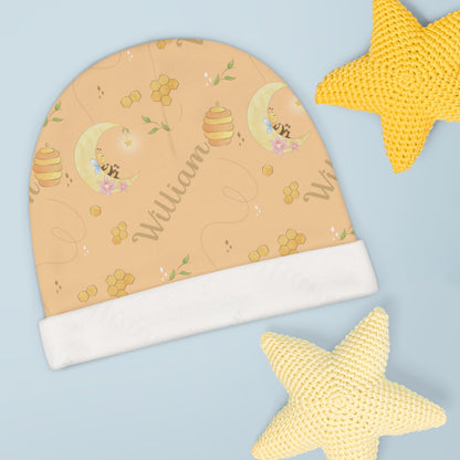 Buzzing Under The Moon Personalized Baby Beanie