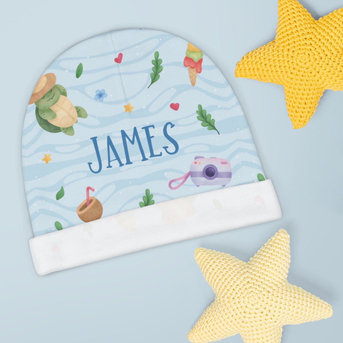 Turtle's Summer Personalized Baby Beanie