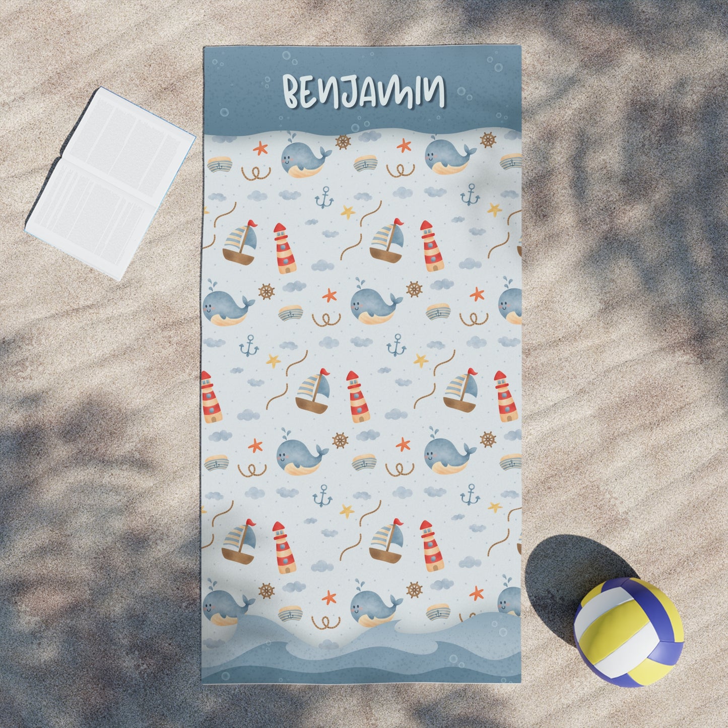 Whale Sailing Personalized Towel