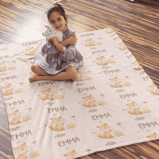 Cutie Fox Personalized Blanket