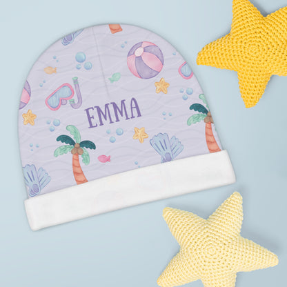 Lavender Summer Personalized Baby Beanie