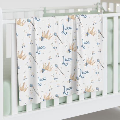 Royal Heirloom Personalized Baby Swaddle Blanket & Beanie BUNDLE