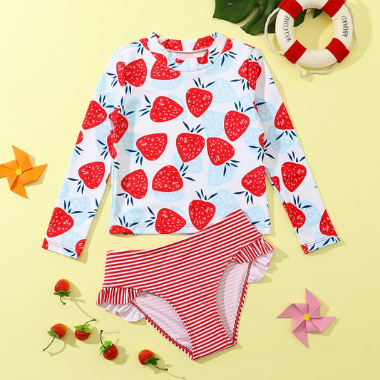 Strawberry Bliss Rash Guard Swimsuit