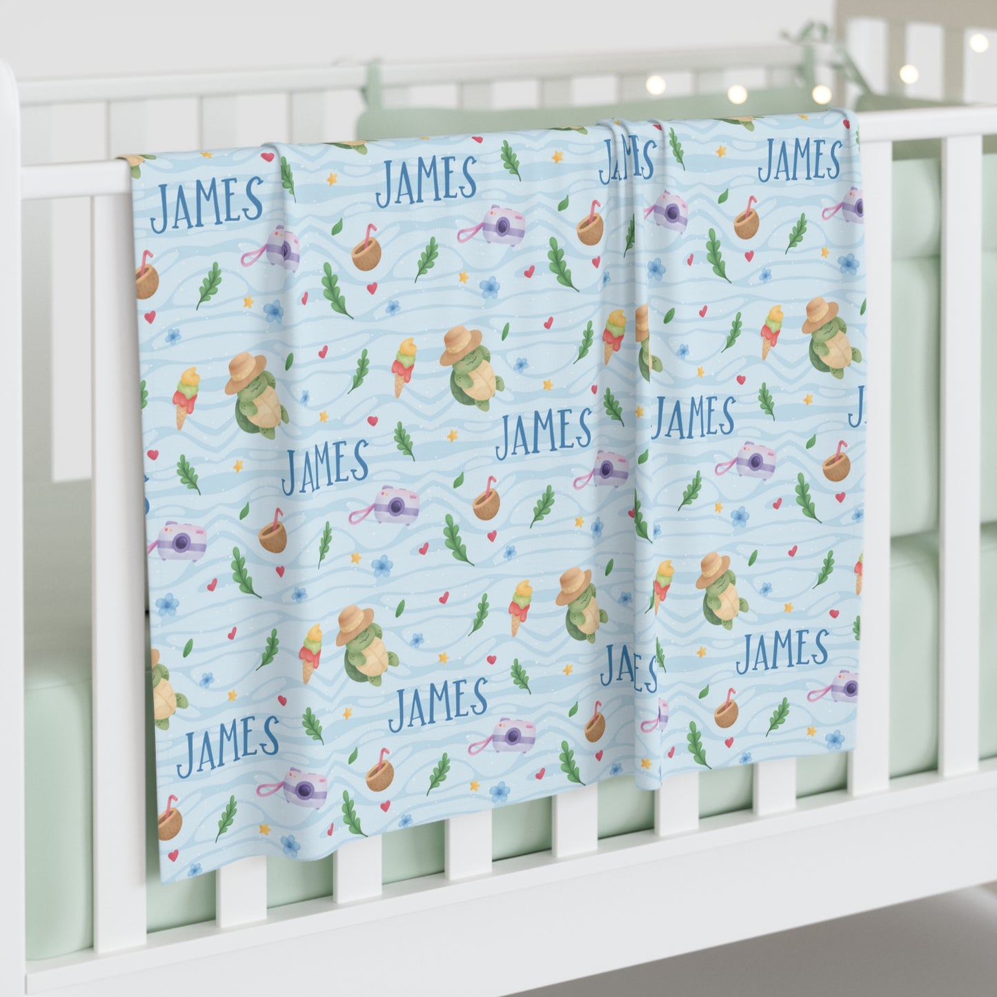 Turtle's Summer Personalized Swaddle Blanket