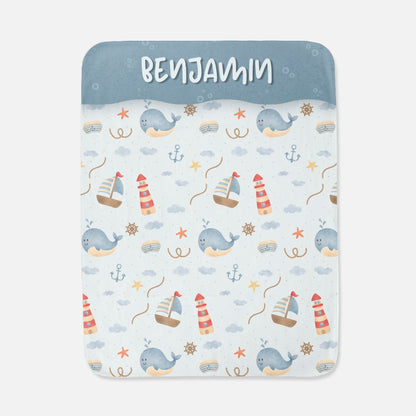 Whale Sailing Personalized Towel