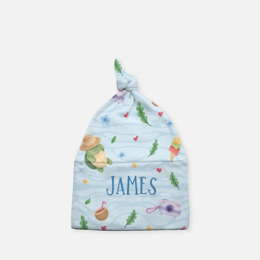 Turtle's Summer Personalized Baby Knotted Beanie