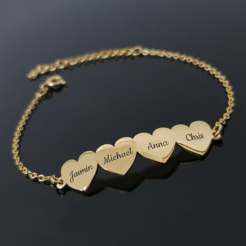 Tied by the Heart Gold Personalized Family Bracelet