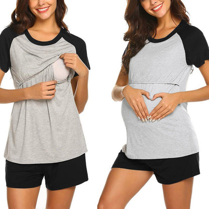 Maternal Confidence Black Nursing T-Shirt and Short Set