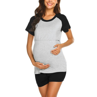 Maternal Confidence Black Nursing T-Shirt and Short Set