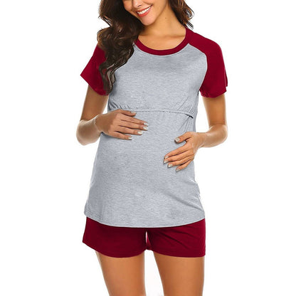 Maternal Confidence Red Nursing T-Shirt and Short Set