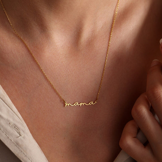 Mom Necklace with Italic Letters