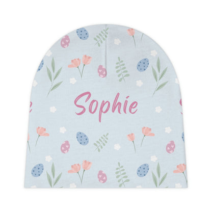 Easter Garden Personalized Baby Swaddle Blanket & Beanie BUNDLE