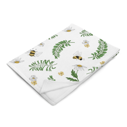 Bees and White Flowers Blanket