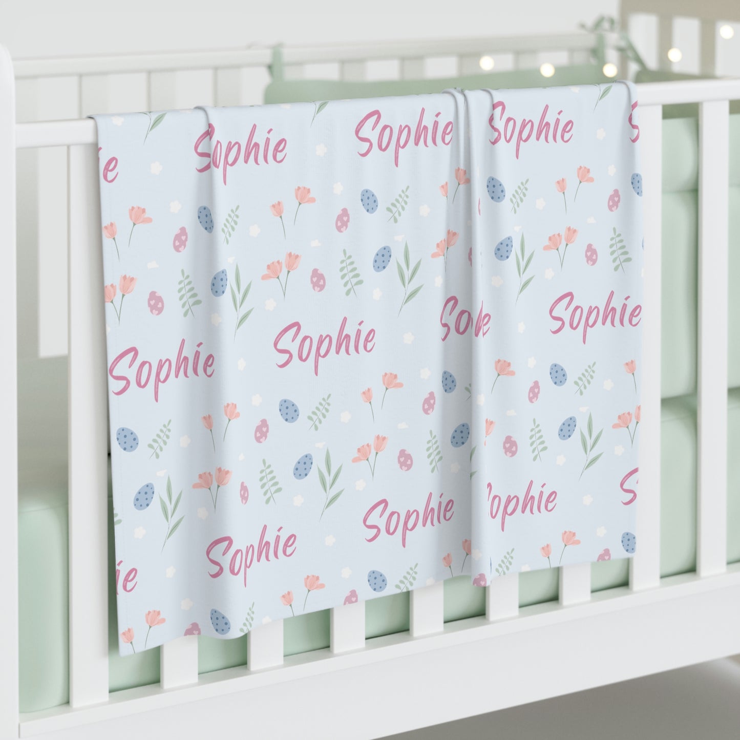 Easter Garden Personalized Swaddle Blanket