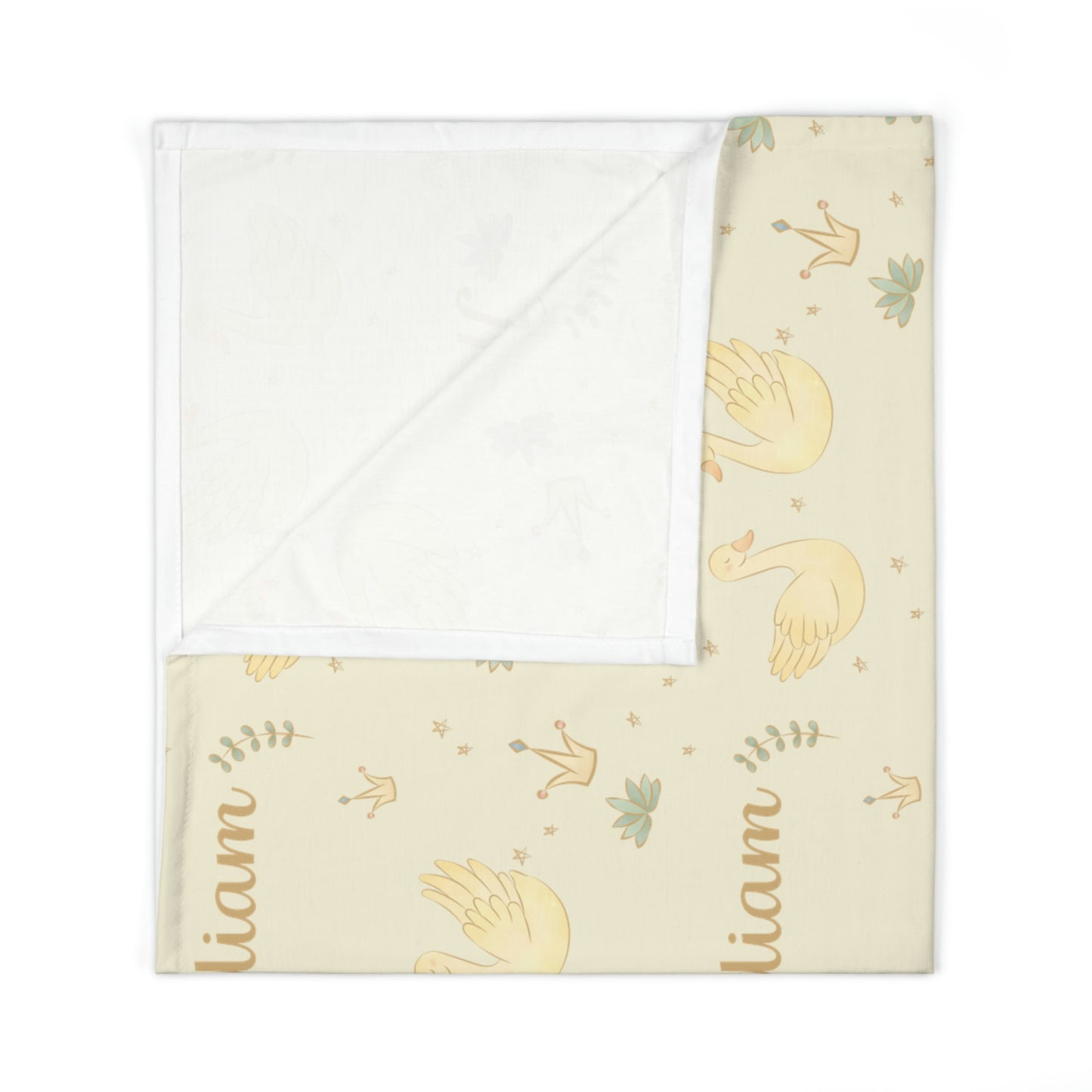 Royal Swan Personalized Baby Swaddle Blanket